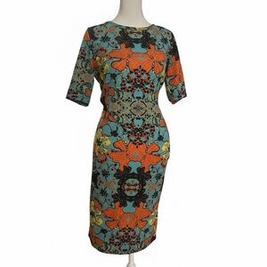 LuLaRoe Vibrant Floral Midi Dress - Orange and Blue | Size Small | NWOT